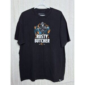 Rusty Butcher Grim Reaper T Shirt XL Black Biker Garage Skull Motorcycle Graphic